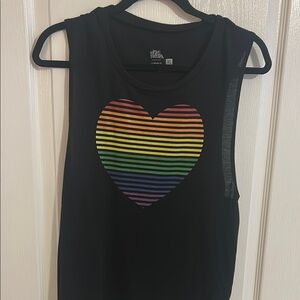 Urban Outfitters Black Rainbow Heart Tank Top